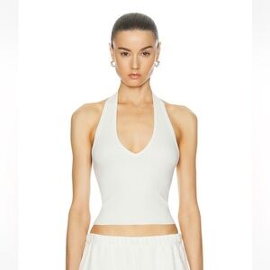 ETERNE Cropped Halter Top Tank in Cream